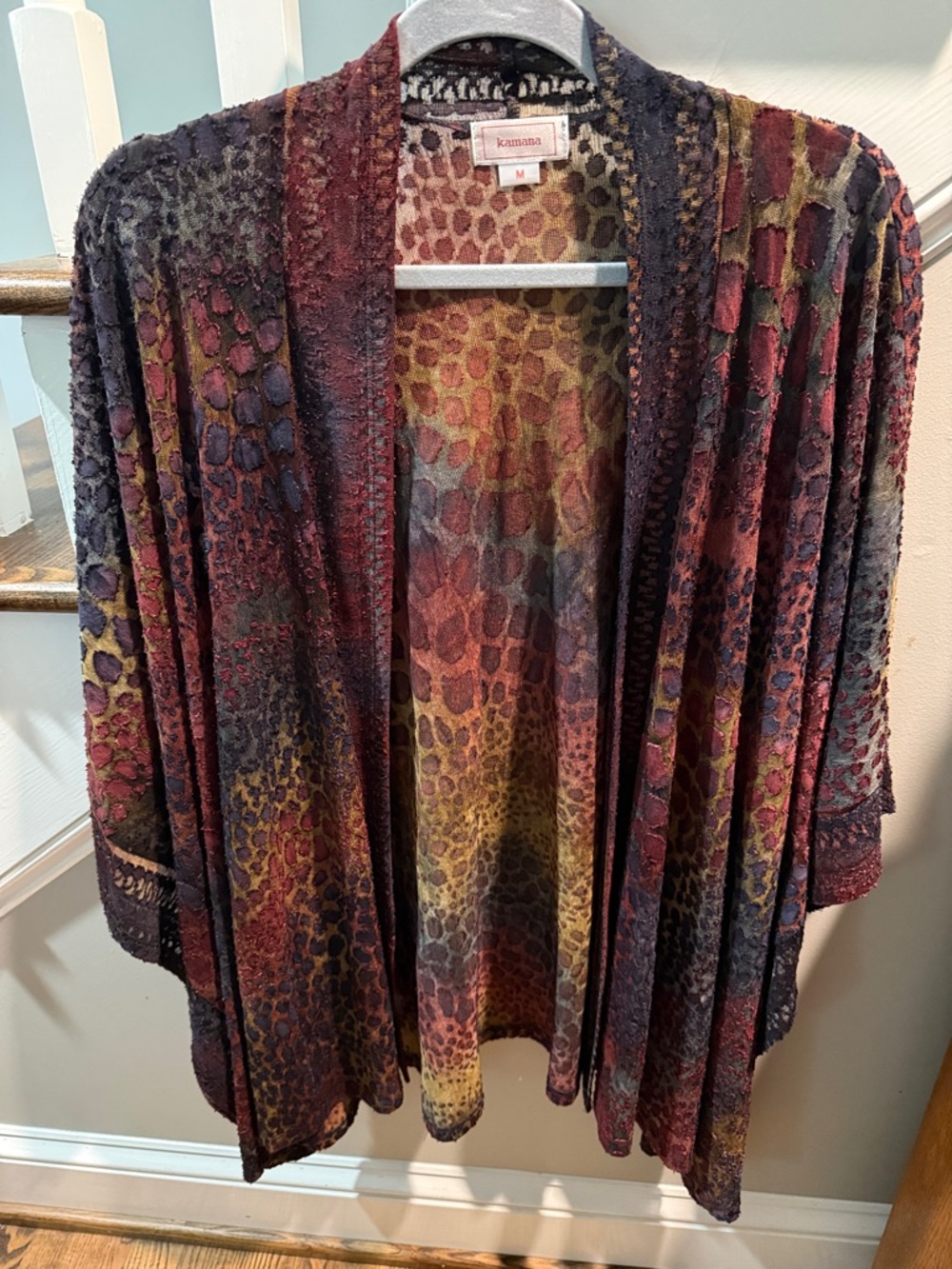 Multicolor Animal Print Open-Front Women's kimono style cardigan - M
